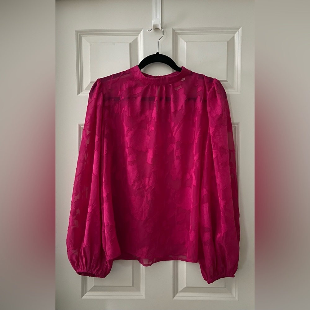 Women’s Flying Tomato Bright Pink Fuchsia Sheer Floral Bouse size L